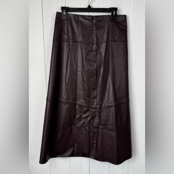 Zara Dark Brown A-Line Faux Leather Skirt - Picture 4 of 7